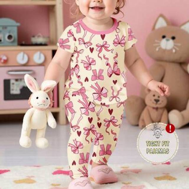 SHEIN Baby Girl Casual Minimalist Snug Fit Round Neck Short Sleeve Top And Leggings Set, Suitable For Summer
