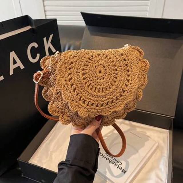SHEIN Summer Straw Fashion Simple Shoulder/Crossbody Small Bag, 2025 New Beach Bag, Woven Bag, Yarn Bag