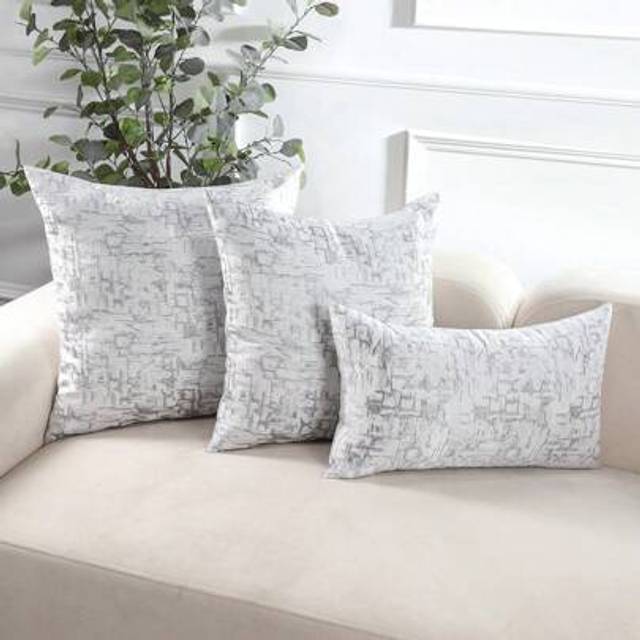 SHEIN Decorative Grey Geometric Jacquard Throw Pillow Cover For Living Room, Bedroom, Sofa