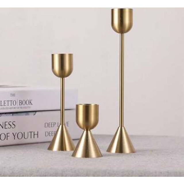 SHEIN Festive Romantic Candle Holder, Metal Iron Vintage Decor, Brass Color Candle Stand, Decoration, Wedding Prop, Candle Base Gifts Birthday Graduation