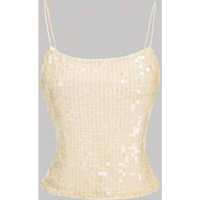 SHEIN Women&#39;s Pink Sequin Camisole Top, Summer Pink Vest Top, Party Top