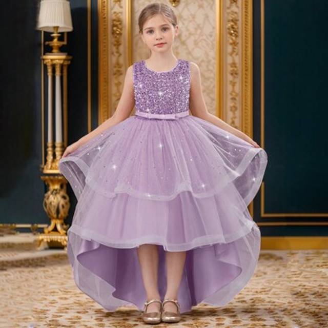 SHEIN Tween Girl Elegant Sequin Trailing Tulle Princess Dress, Suitable For Birthday Party, Flower Girl Wedding, Prom, Important Events, Festival