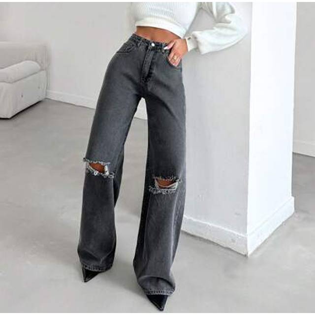 RueChic Ripped Wide Leg Jeans