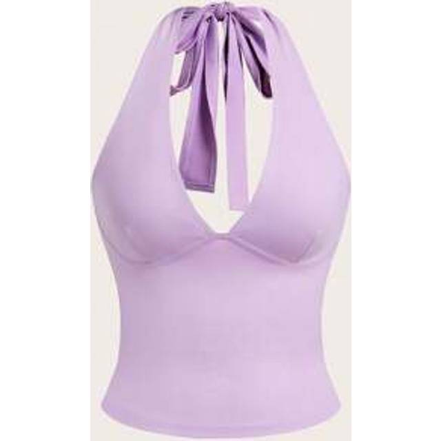 SHEIN Women&#39;s Solid Color Cropped Fitted V-Neck Camisole