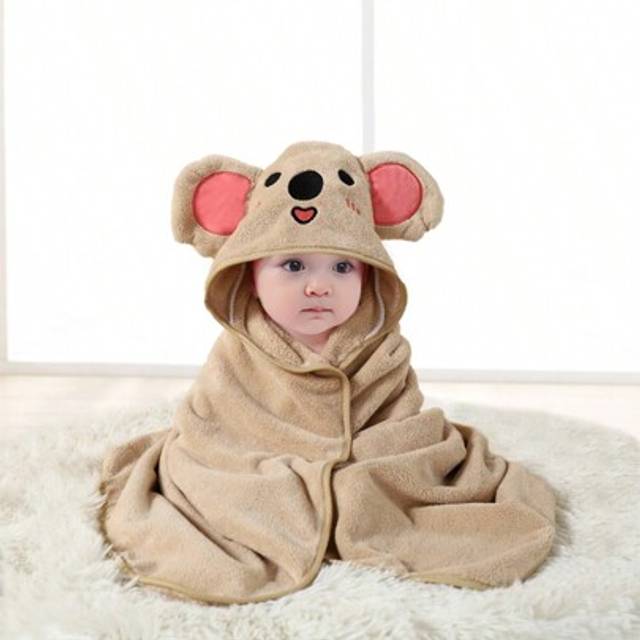 SHEIN 1pc Unisex Hooded Coral Fleece Bathrobe, Suitable For Baby Boy And Girl, Quick-Drying, Soft, Warm, Multi-Functional, Can Be Used In All Seasons And Oc