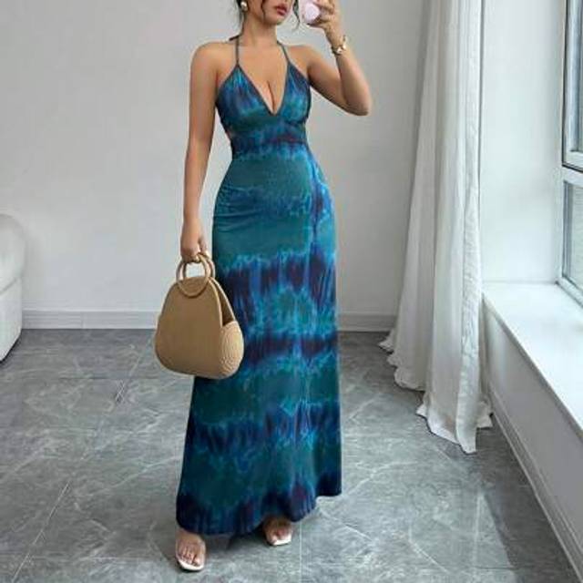 Calvaya Women&#39;s Backless Tie-Up Long Elegant Vacation Dress