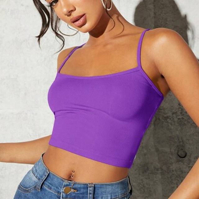 SHEIN Women&#39;S Crop Ribbed Tank Top
