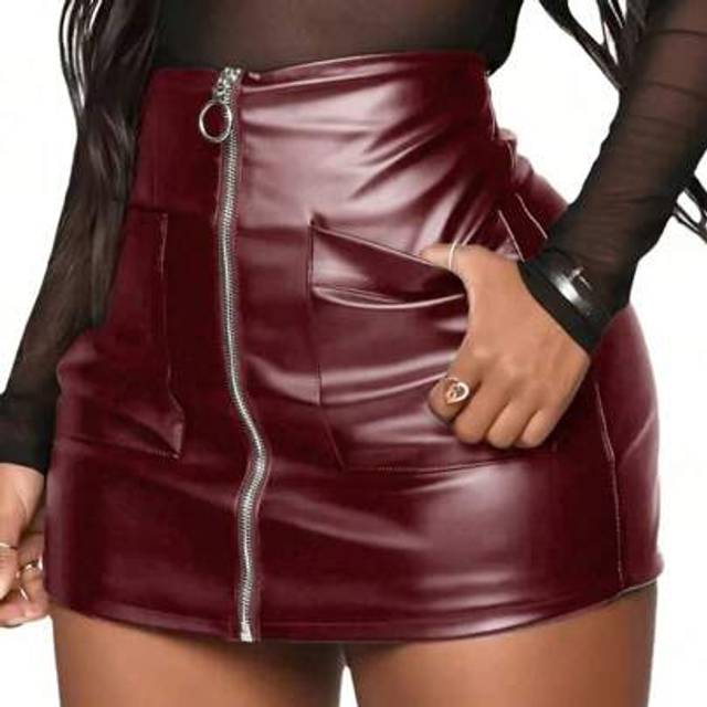 SHEIN Plus Size Women Sexy Zipper High Waist Mini Skirt, Pencil Skirt For Office, Suitable For Sexy Ladies, Autumn