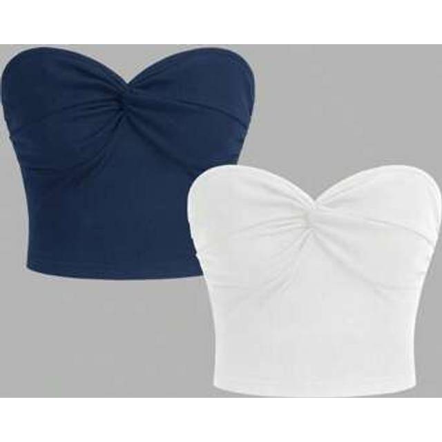 SHEIN Twist Front Ribbed Knit Bodycon Summer Tube Top