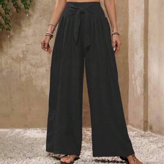 SHEIN Women&#39;s Casual Vacation Wide Leg Pants, Solid Color Fashion For Summer