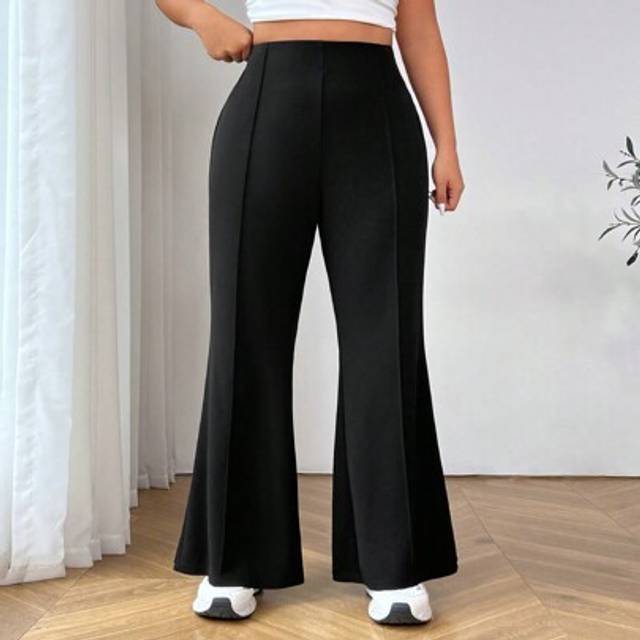 SHEIN Plus Size Women Plain Simple Daily Flared Suit Pants Graduation,Back To School,Teacher Outfits For Women Pantalones De Mujer
