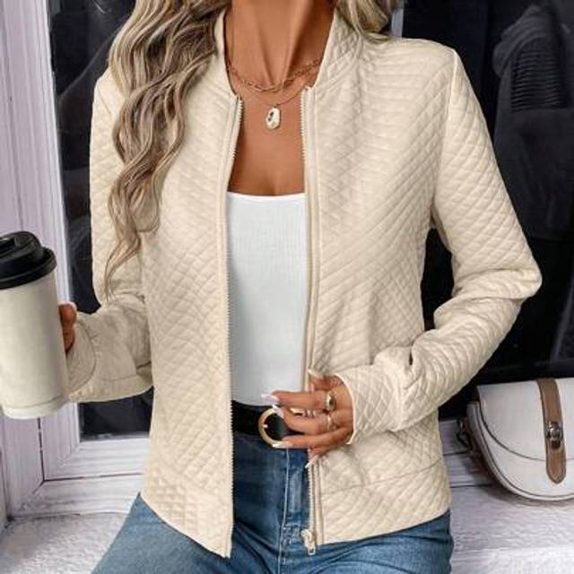Easowa Padded Textural Pattern Baseball Collar Casual Commuter Elegant Outdoor Sports Home Comfortable Autumn/Winter Women Jacket