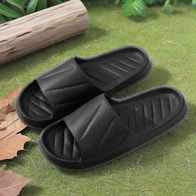 SHEIN Minimalist Portable Slanted Toast Style Solid Color Slip-On Indoor/Shower/Beach Anti-Slip Anti-Odor Unisex Couples EVA Slippers
