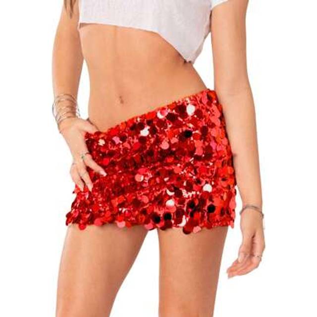 SHEIN Women Wrapped Half Dress, Sequined Summer Spring Fall Dance Street Club Party Short Skirt