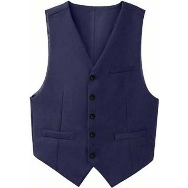 SHEIN Men&#39;s Vest, Vintage Navy Blue Gentleman&#39;s Formal Waistcoat For Groom