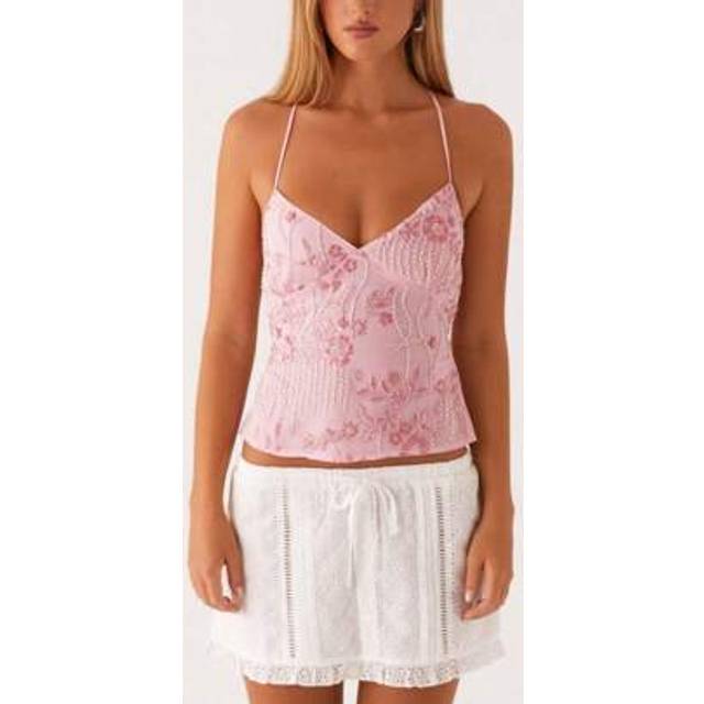 SHEIN Womens Sequin Cami Tank Top Y2k Sparkly Floral Spaghetti Strap V Neck Slim Fit Camisole Crop Tops Sexy Pearl Embellished Vests Shirts Bling Glitter Rh