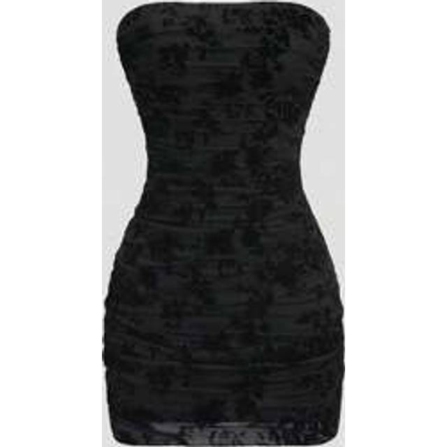 SHEIN Spring/Summer Sheer Mesh Flocked Mini Bodycon Dress, Suitable For Tall Women