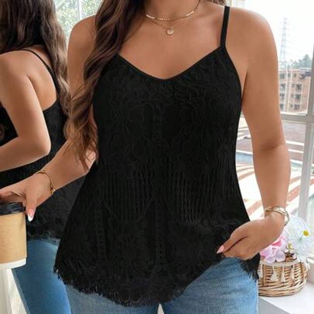 SHEIN Plus Size Women&#39;s Summer Lace Fashion Camisole Top,Business Casual Woman