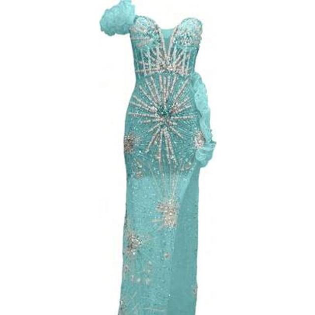 SHEIN New Pearl Embellished Sexy Women&#39;s Evening Party Dress, Formal, Gown, For Wedding Guest