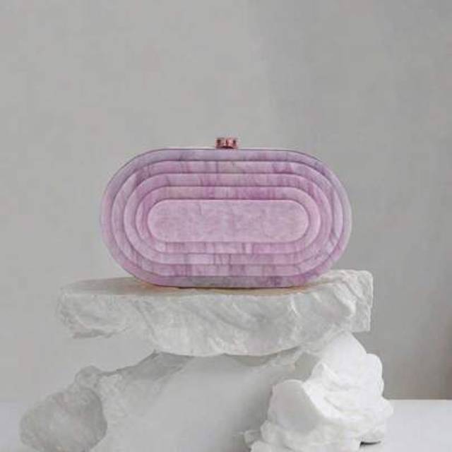 SHEIN 3D Textured Acrylic Evening Clutch Bag, New Fashion Sculptural Design Gala Party Handbag With Chain Strap For Women, Marble Amber Pattern Box Shape
