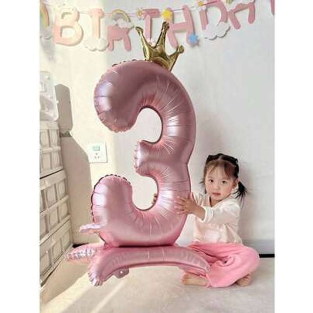 SHEIN 1pc Oversized 42-Inch 4D Pink Color Number Foil Balloon, Decorative Prop For Birthday Scene Layout, Anniversary Photos