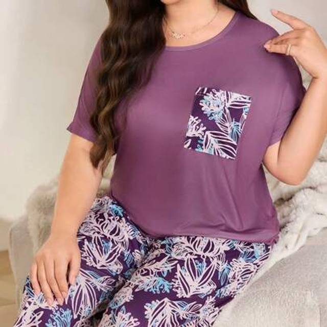 SHEIN Women Plus Size Floral Print Casual Pajama Set Women S Pajama Women Pj Set Short Women S Pajama Pants Women Nighty Pj Sets For Women Summer