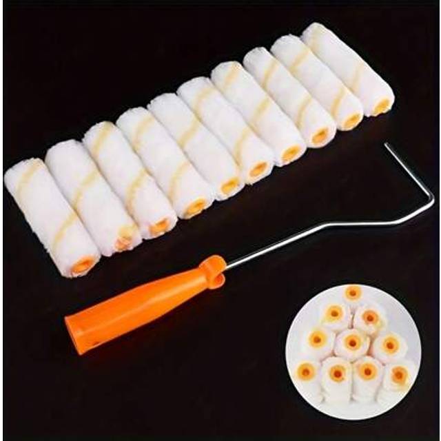 SHEIN 11-Pcs Precision Wall Painting Roller Kit - 4&#39;&#39; Mini Rollers, 10 Covers, Long-Reach Frame For Easy, Professional Results