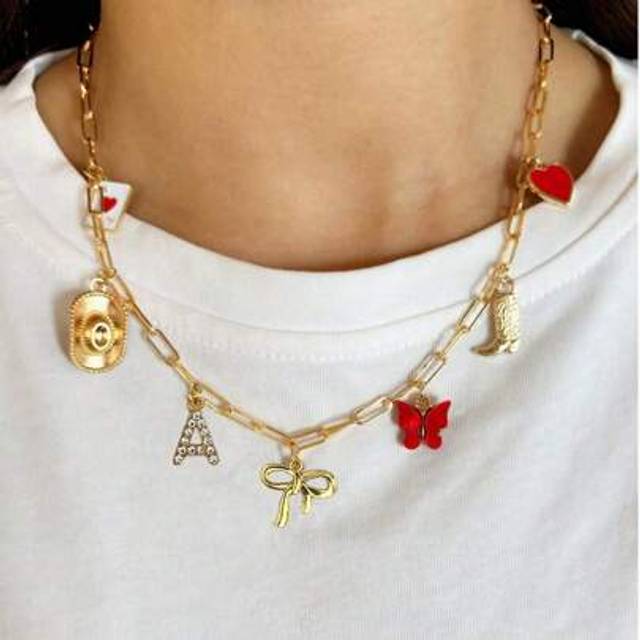 SHEIN 1pc Charming Initial Letter, Bow, Heart, Butterfly, Boot Pendant Necklace For Women, Suitable For Daily, Date, Party, Music Festival As Mother&#39;s Day G