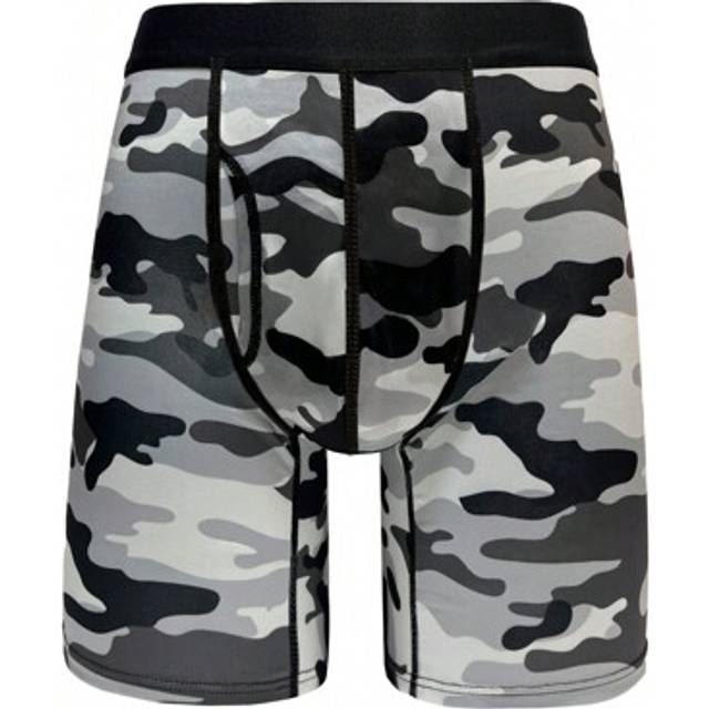 SHEIN 5 Packs Camouflage Pattern Casual Men&#39;s Sports Long Boxer Briefs, Moisture Wicking, Printed, Side Opening, Quick-Drying Sports Briefs, High-Stretch No