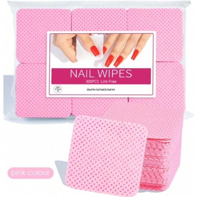 SHEIN 300PCS Lint Free Nail Wipes, Nail Polish Remover Pads Eyelash Extension Wipes, Soft Non-Woven Acetone Nail Polish Remover Pads Nail Wipes For Nail Pre