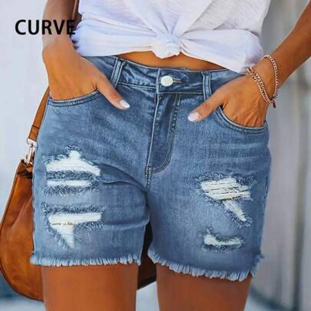 SHEIN High-Quality Tight-Fitting Plus Size Denim Shorts For Women In Summer Slimming Casual Slim Hot Pants Sexy Hot Girls Hip-Covering Super Shorts