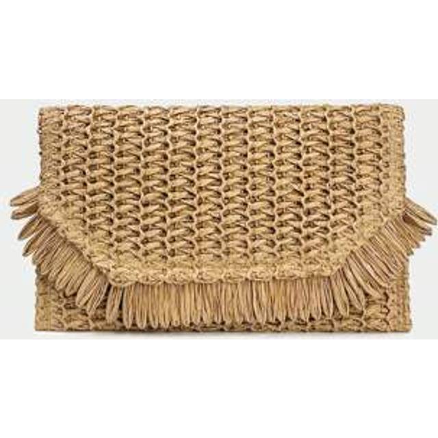 SHEIN Bohemian Style Straw Woven Clutch Handbag With Patches And Fringe For Vacation, Valentine&#39;s Day