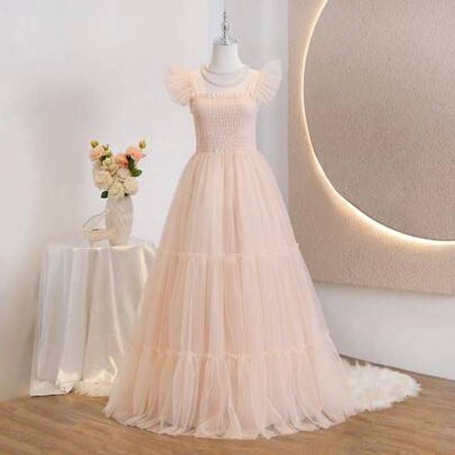SHEIN Teen Girl Cap Sleeve Layered Tulle Cake Coupon Princess Party Dress, And Elegant Wedding Season Flower Girl And Bridesmaid Holiday Dress