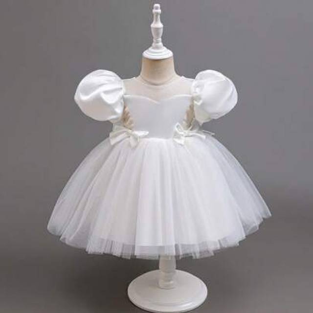 SHEIN Mother&#39;s Day Gift Mommy And Me Outfits Flower Boy Birthday Party Wedding Festival Dress For Baby Girls White Satin Texture Front White Lace Front Bow