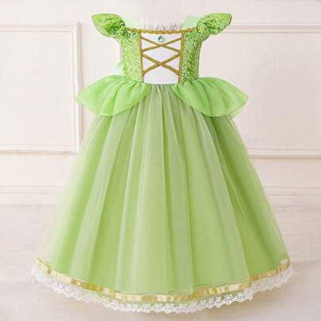 SHEIN Purple Glitter Cap Sleeve Mesh Princess Dress For Young Girls, Suitable For Costume Party And Role Play