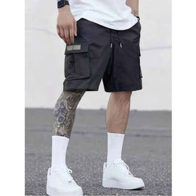 SHEIN Men Outdoor Solid Color Work Shorts With Pockets, Suitable For Summer, Going Out Plain Street Wear Baggy Cargo Shorts, For Husband, Boyfriend Gifts