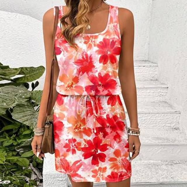 Luneh Women&#39;s Casual Floral Print Mini Dress, Suitable For Spring/Summer Vacation Summer Dresses For Women
