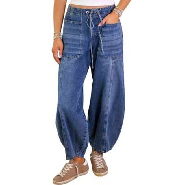 SHEIN Women Baggy Barrel Jeans High Waisted Y2k Cargo Jean Retro Wide Leg Ankle Denim Joggers