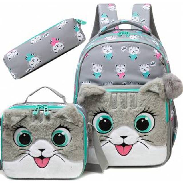 SHEIN Cute Backpack For Girls - 3 In 1 Set With Lunch Bag & Pencil Case - Ages 8-10 For Elementary School Picnic Outdoor Activitythe The Best Gift For Girls
