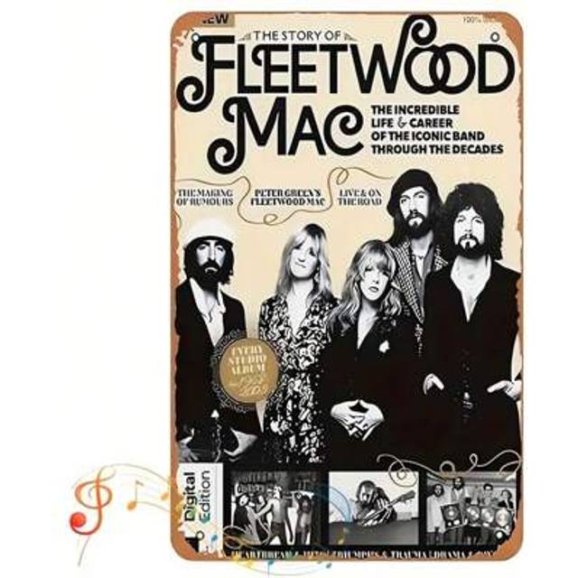 SHEIN Vintage Fleetwood Metal Tin Sign - Retro Music Theme Wall Art Decor, Waterproof And Dustproof, Lightweight Iron Painting For Home, Bar, Cafe, Pub - Un