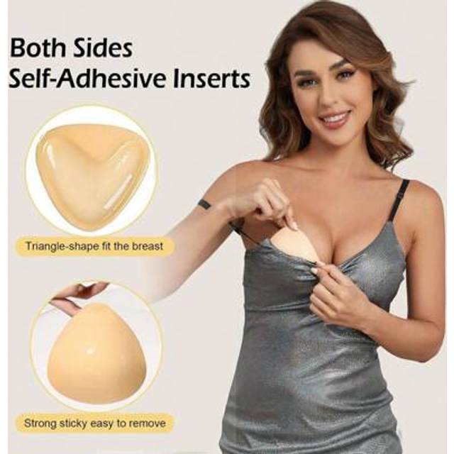 SHEIN 2 Pcs Double-Sided Sticky Bra Inserts Ultra Instant Lift Push Up Bra Pads Breast Enhancers