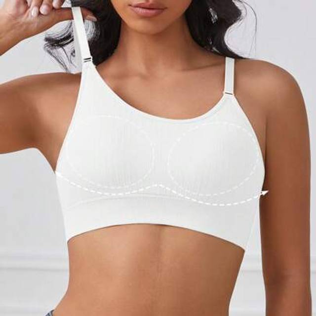 SHEIN 1pc Women&#39;s Wireless Backless Bra, Deep U-Neck, Seamless, Adjustable Cross Back Strap, Back To School Season Lingerie