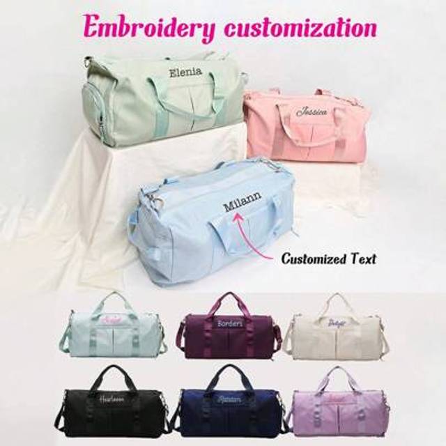 SHEIN 1pc Personalized Large Capacity Duffel Bag With Wet-Dry Separation, Foldable Travel Luggage Bag With Embroidery, Suitable For Gym, Yoga, Outdoor, Dail