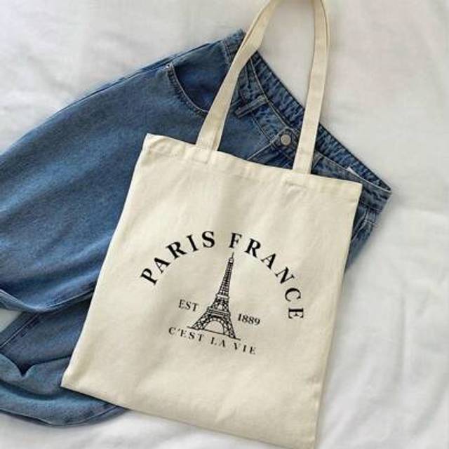 SHEIN Paris Alphabet Pattern Shopping Bag, Women&#39;S Reusable Alphabet Print Handbag, Casual Shoulder Bag, Large Capacity School Grocery Shopping Bag, Best Gi