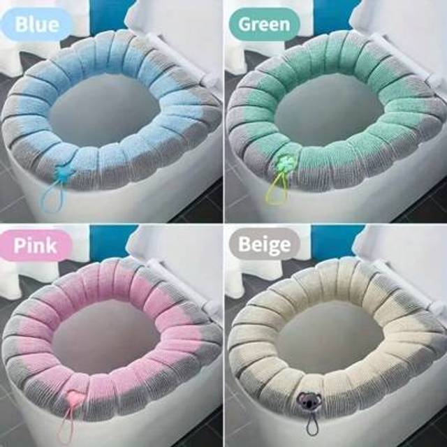 SHEIN 1/2/4pcs Dual-Color Washable Toilet Seat Covers, Universally Fit, Warm In All Seasons, Thickened For Comfort In Winter, Removable Cover, Easy To Carry