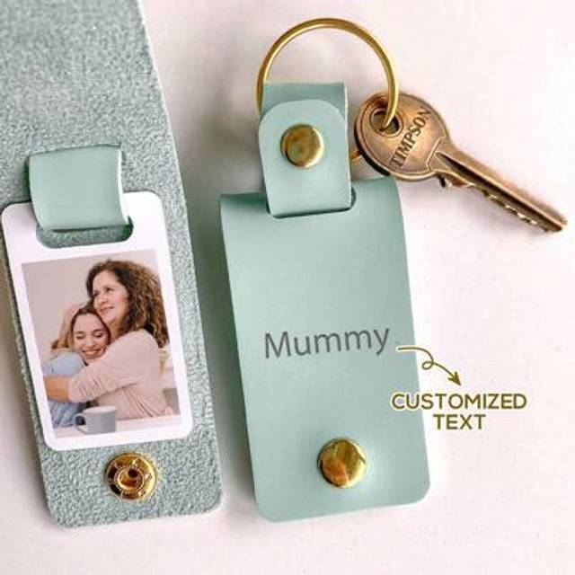 SHEIN Personalised Photo Keyring / Vegan Leather Photo Keychain / Mother&#39;s Day Gift For Her / Father&#39;s Day Gift For Him / Birthday Christmas Gift For Mum Mu