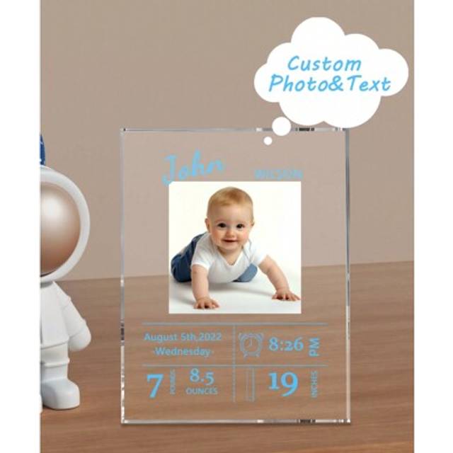 SHEIN 1pc Custom Birth Picture Frame, Personalized Baby Photo Acrylic Picture Frame, Custom Birth Stat Picture Frame, Personalized Newborn Photo Frame, Pers