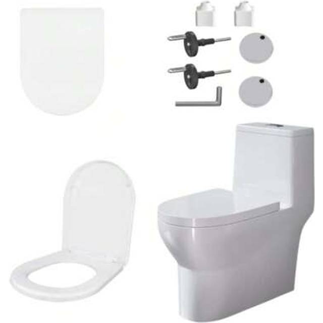 SHEIN Soft-Close Toilet Seat With D-Shaped Lid 360-Degree Adjustable Hinge For Quick Release Bathroom Decor Summer