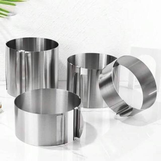SHEIN Cake Ring Adjustable 16-30 Cm, 15 Cm High Stainless Steel Cake Ring, Rustproof, With Scale, Baking Accessories For Cakes