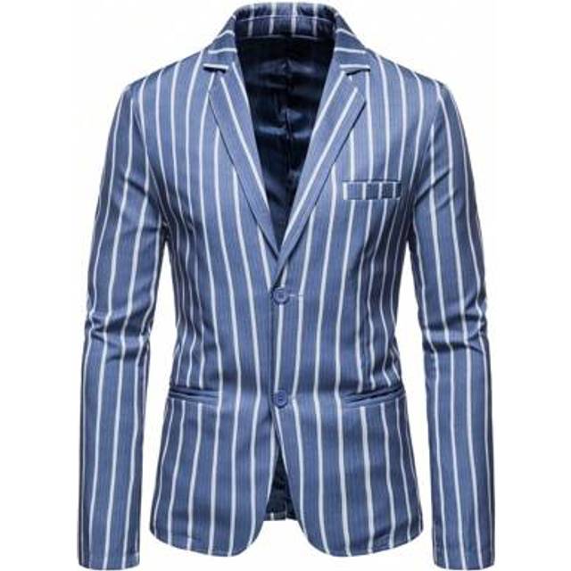 SHEIN New Men&#39;s Striped Suit XF134, Slim Fit, Worldwide Available